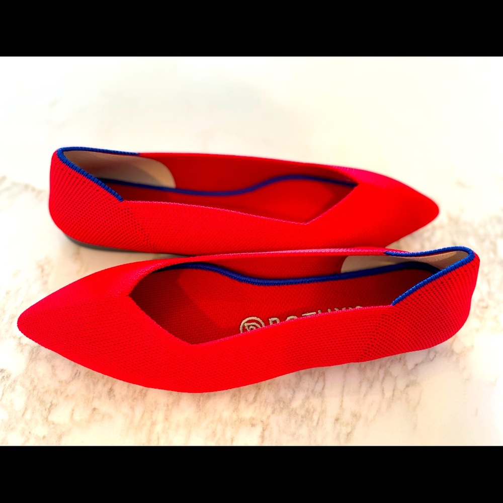 Rothy’s Pointed Red Flats size 7.5 sizing runs small! See details